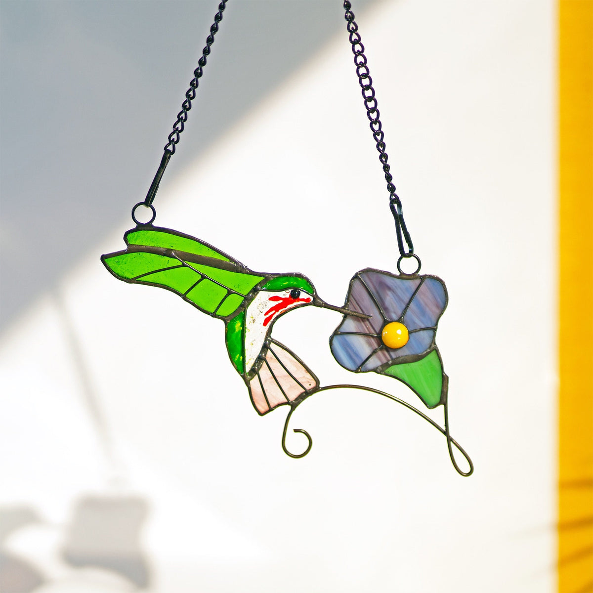 Hummingbird stained glass window hangings bird sun catcher Hummingbird gift Custom stained glass bird suncatcher Fathers Day gifts - Image 9