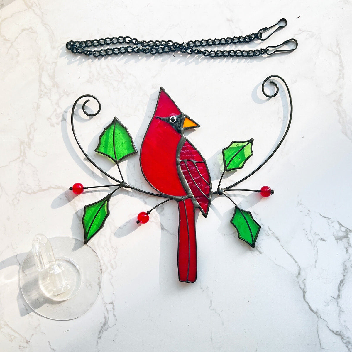 Cardinal Stained Glass Suncatcher Mothers Day Gifts Stained Glass Birds Suncatcher Cardinal Bird Feeder Decor Cardinal gifts - Image 10