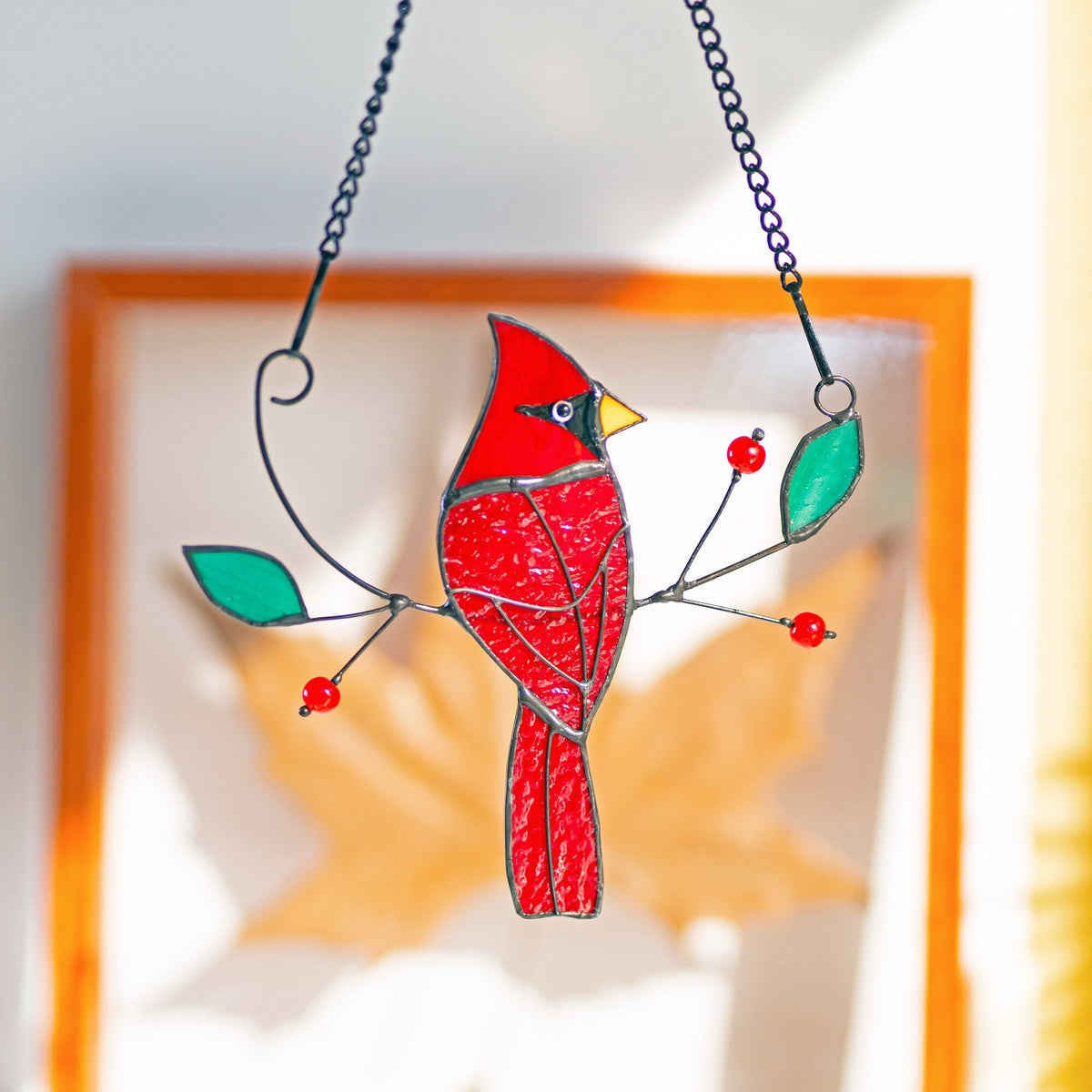 Cardinal Stained Glass Suncatcher Mothers Day Gifts Stained Glass Birds Suncatcher Cardinal Bird Feeder Decor Cardinal gifts - Image 4