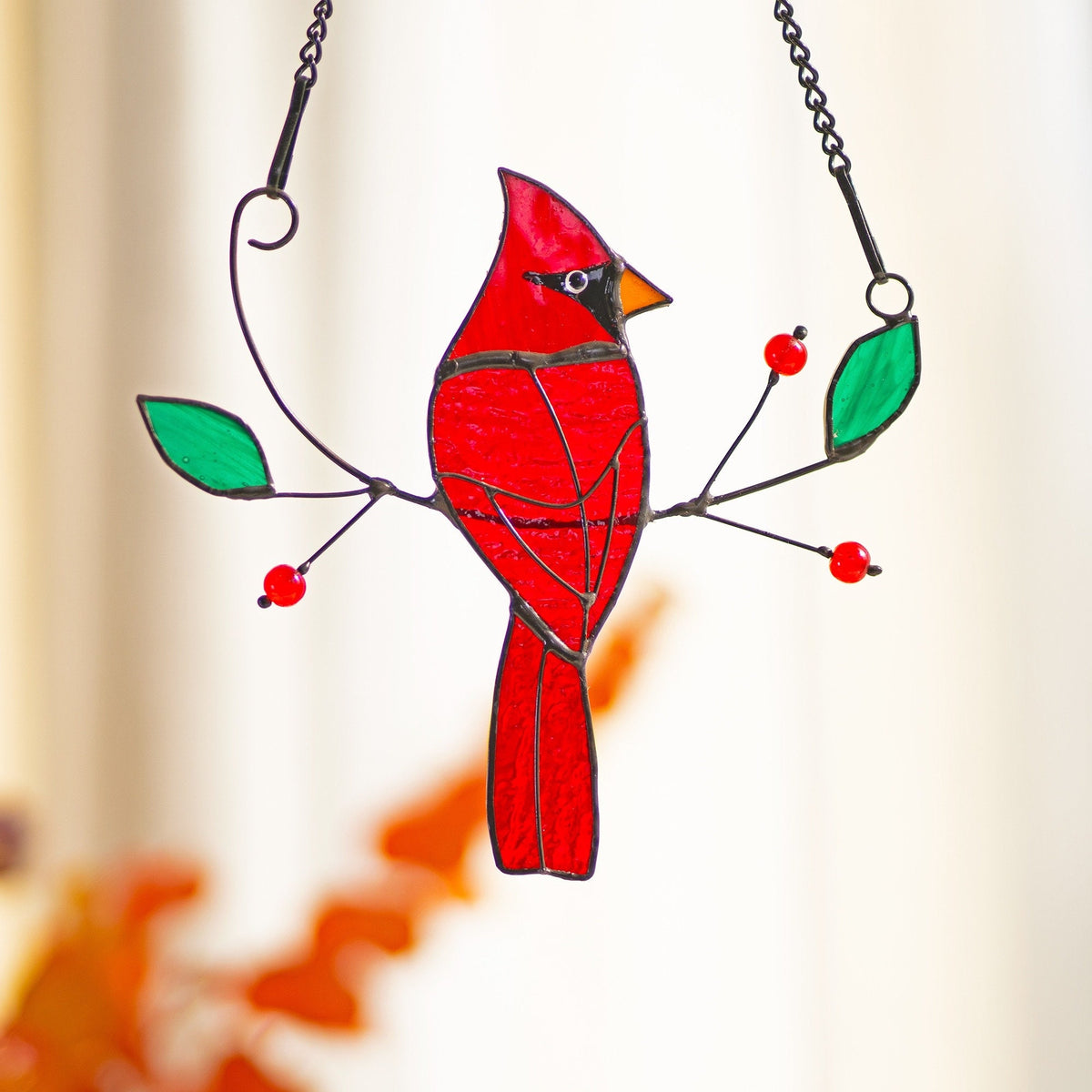 Cardinal Stained Glass Suncatcher Mothers Day Gifts Stained Glass Birds Suncatcher Cardinal Bird Feeder Decor Cardinal gifts - Image 6