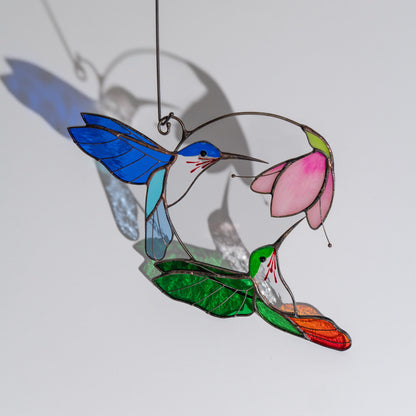 Stained glass birds Gift for couple Hummingbird stained glass window hangings Hummingbird gifts Best gift for mom - Image 6