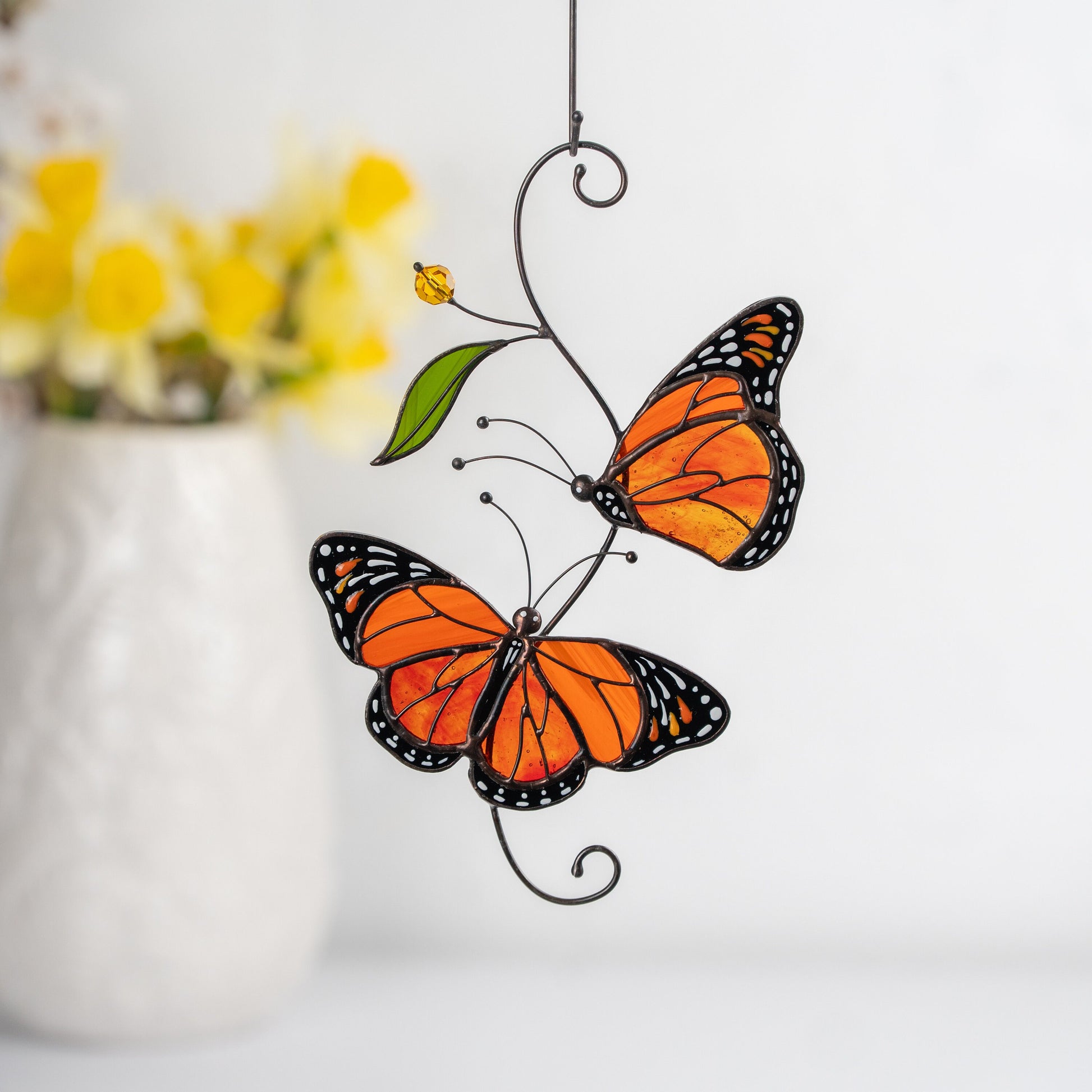 Monarch butterfly stained glass window hangings Gifts for garden lovers - Image 17