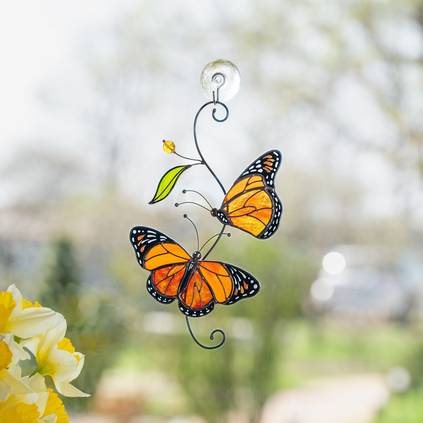 Monarch butterfly stained glass window hangings Gifts for garden lovers - Image 19