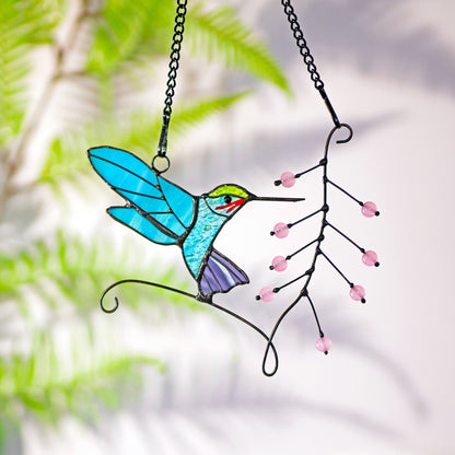 Hummingbird stained glass window hangings Hummingbird Sun Catcher Hummingbird gift Custom stained glass bird suncatcher Fathers Day gifts - Image 7