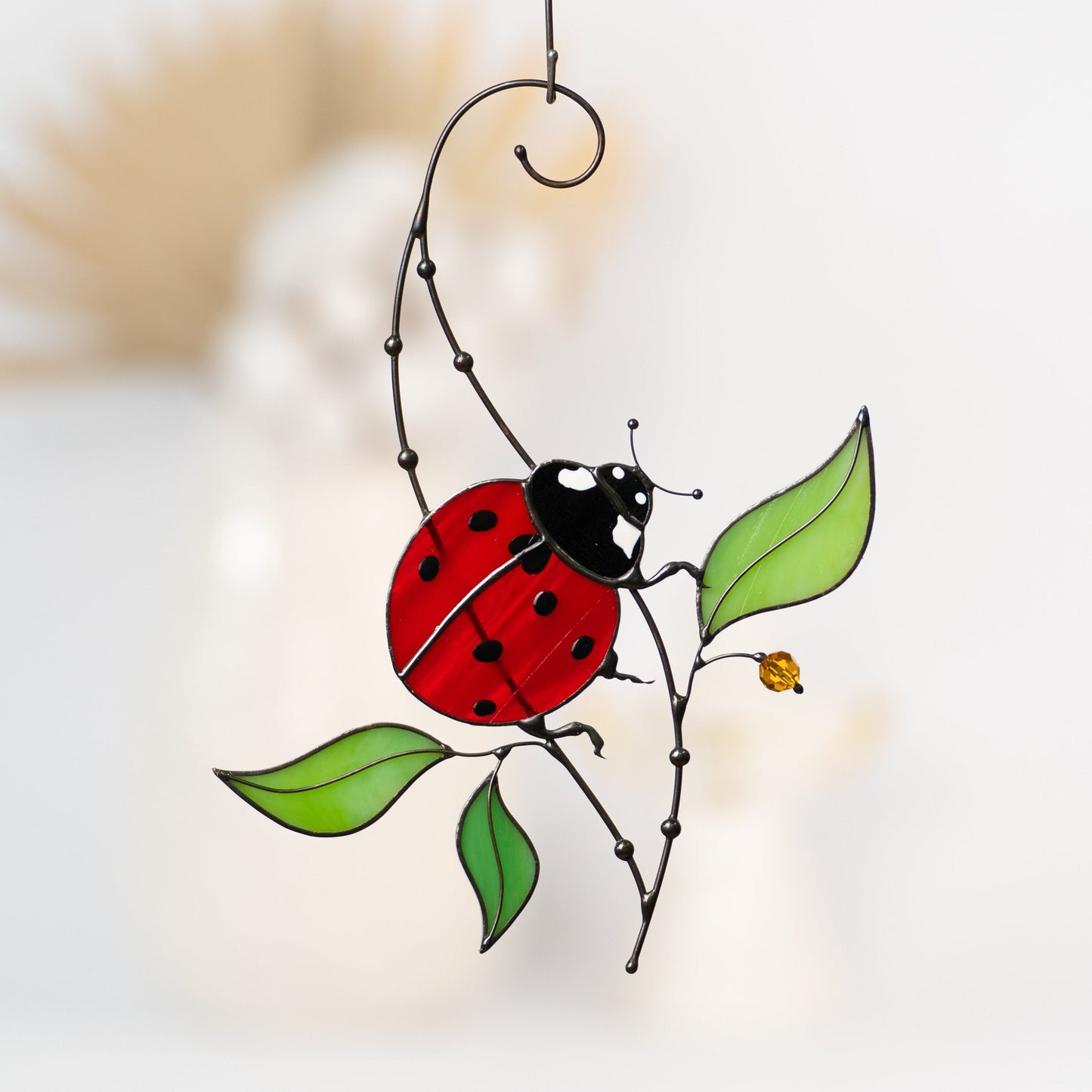 Ladybug gifts stained glass window hangings Mom gift Custom stained glass miraculous ladybug Wall art ladybug - Image 1