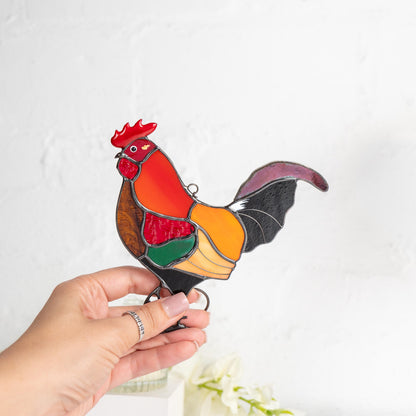 Stained glass rooster wall hanging Godfather gift Custom stained glass bird suncatcher Modern stained glass window hangings - Image 7