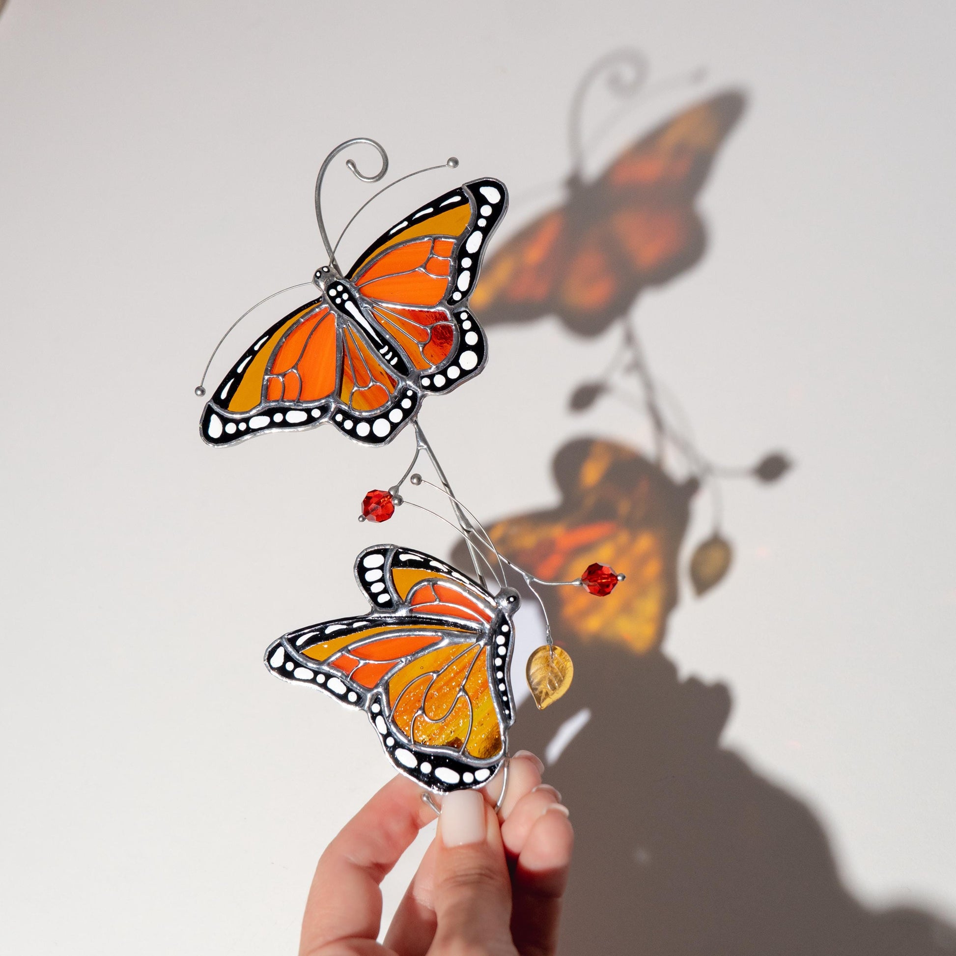 Monarch butterfly stained glass window hangings Gift for grandma Stained glass butterfly wall art Garden decoration - Image 17