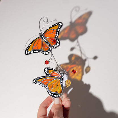 Monarch butterfly stained glass window hangings Gift for grandma Stained glass butterfly wall art Garden decoration - Image 17