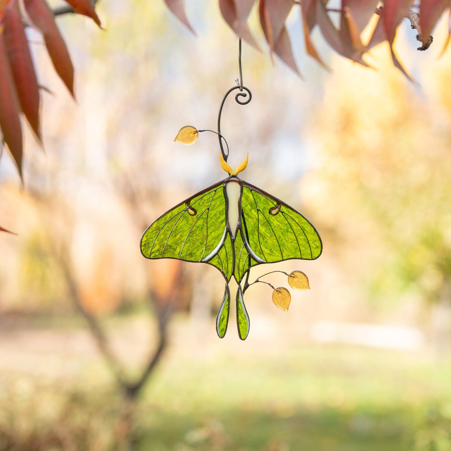 Stained glass butterfly ornament Daughter in law gift Luna Moth Custom stained glass butterfly memorial Stained glass butterfly garden art - Image 7