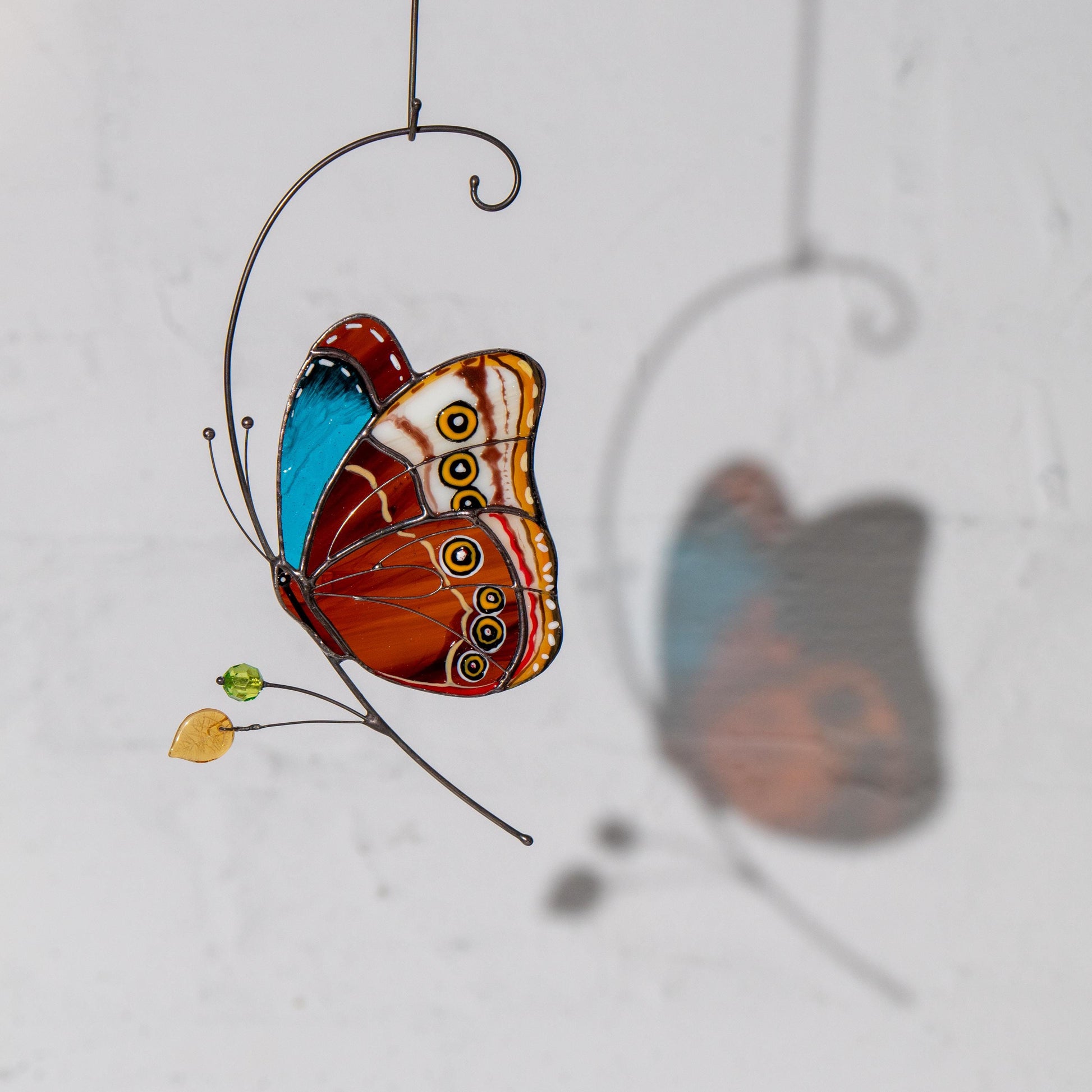 Stained glass butterfly garden art Mom gift Morpho butterfly Custom stained glass butterfly ornament Modern stained glass suncatcher - Image 12