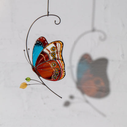 Stained glass butterfly garden art Mom gift Morpho butterfly Custom stained glass butterfly ornament Modern stained glass suncatcher - Image 12
