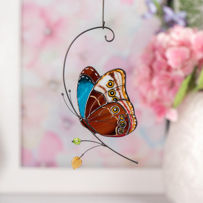 Morpho stained glass window hangings Godmother gift Custom stained glass butterfly ornament Fairy garden accessories - Image 12