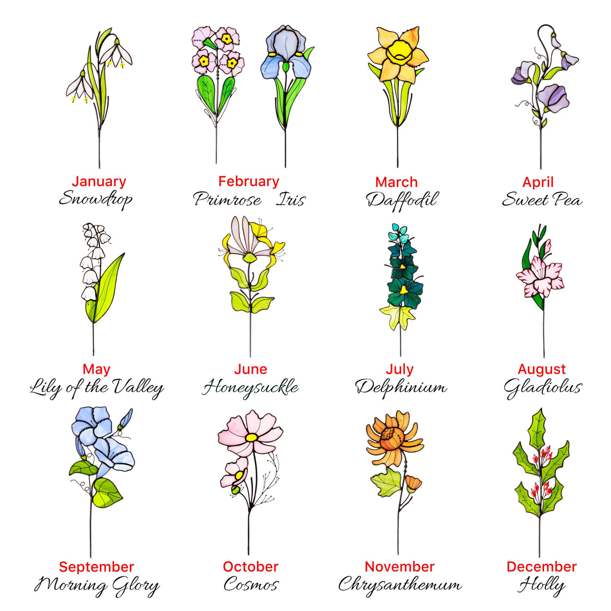 Birth Month Flowers Gift for Her, Personalized Stained Glass Flower, August Birth Flower Gift, Birthday Gift for Her, Mom, Grandma, Sister - Image 2