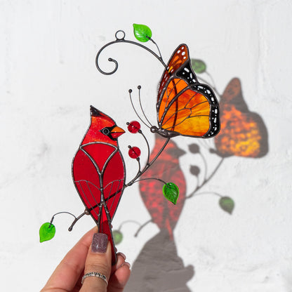 Butterfly artwork Custom stained glass cardinal memorial ornament Godmother gift Stained glass window hangings Monarch butterfly - Image 10