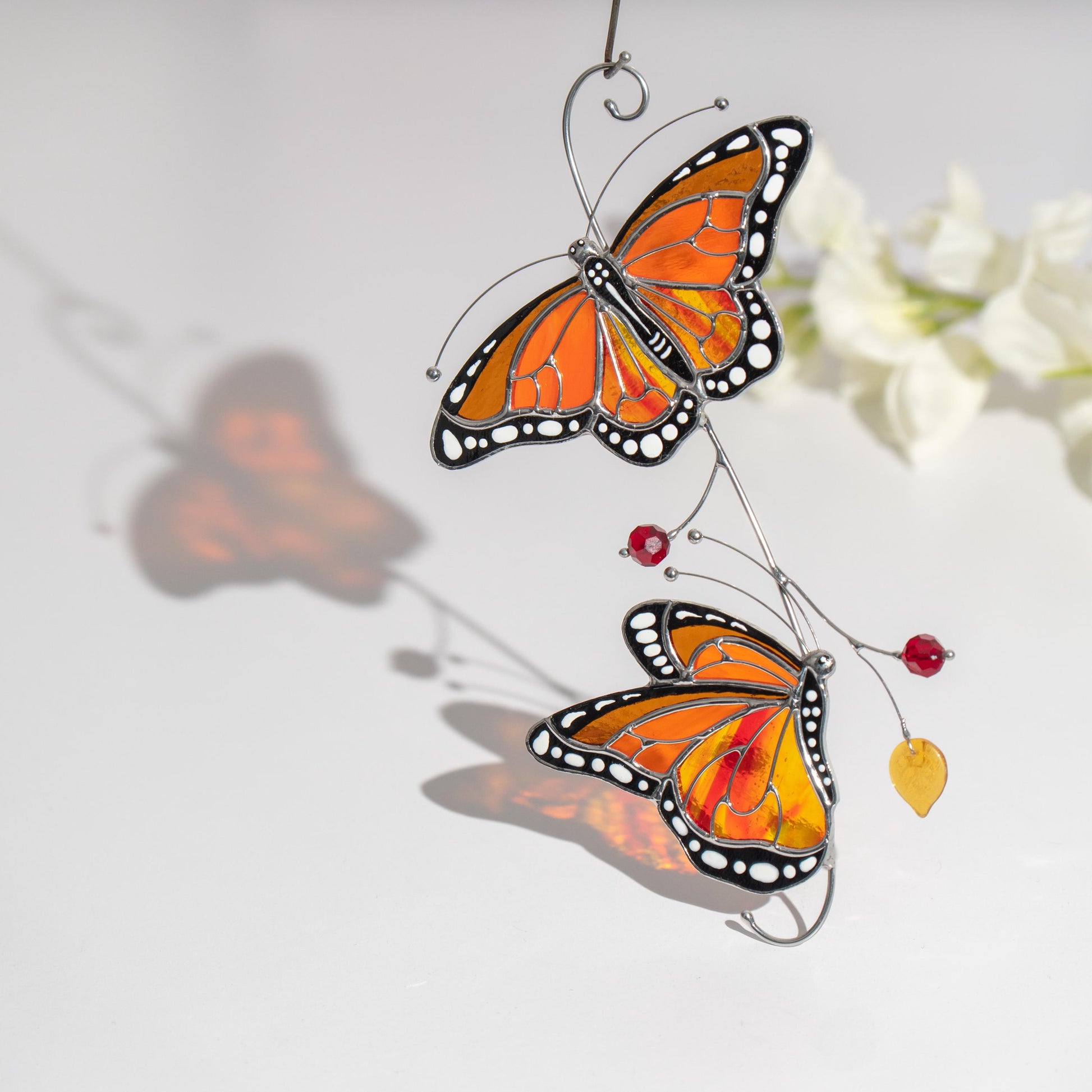 Monarch butterfly stained glass window hangings Gift for grandma Stained glass butterfly wall art Garden decoration - Image 11