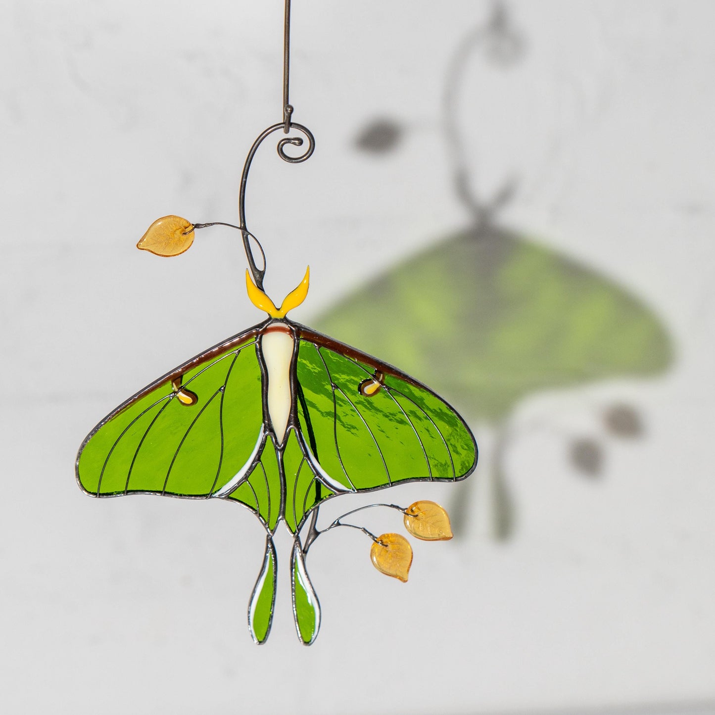Stained glass butterfly ornament Daughter in law gift Luna Moth Custom stained glass butterfly memorial Stained glass butterfly garden art - Image 12