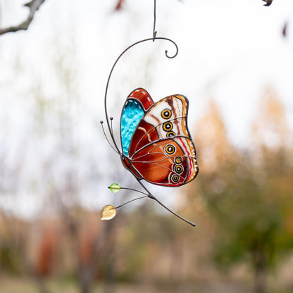 Stained glass butterfly garden art Mom gift Morpho butterfly Custom stained glass butterfly ornament Modern stained glass suncatcher - Image 15