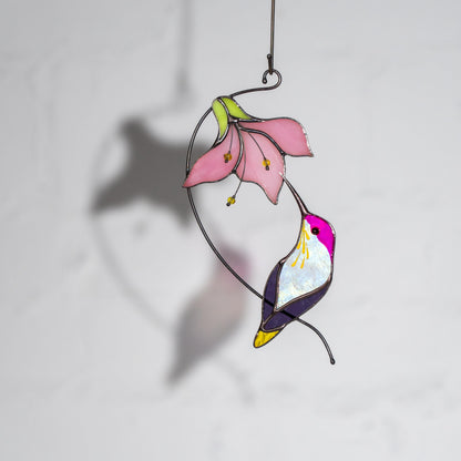 Hummingbird stained glass bird Godmother gifts Hummingbird ornament stained glass window hangings Bird lover gifts - Image 13