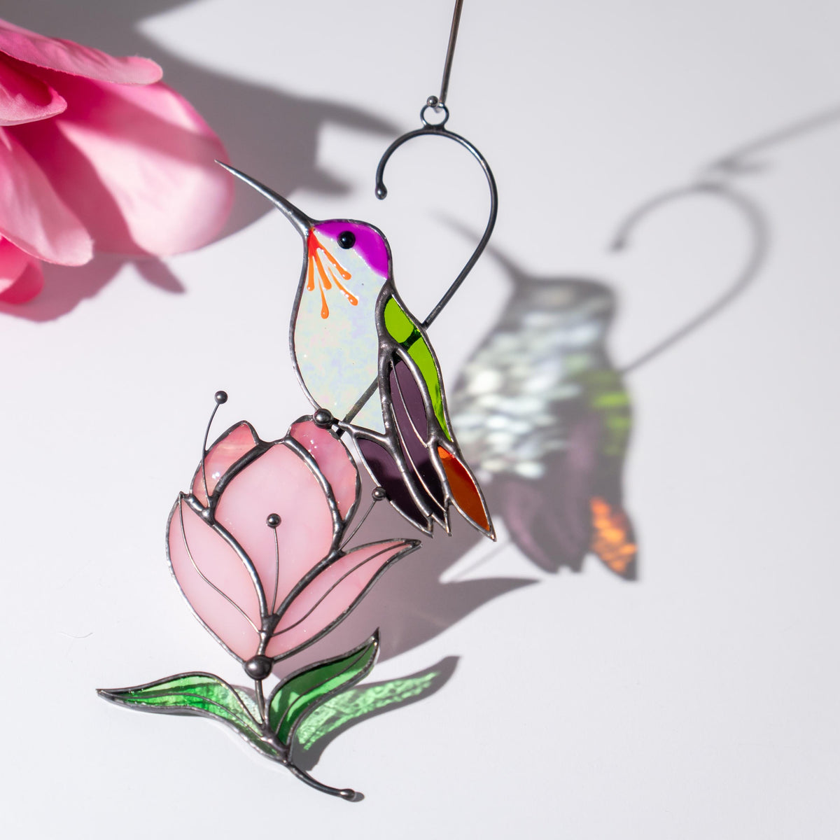 Hummingbird stained glass bird suncatcher Mother in law gifts Custom stained glass window hangings Hummingbird gifts - Image 7