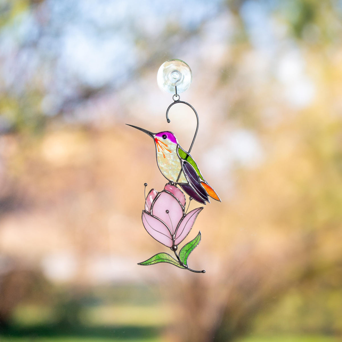 Hummingbird stained glass bird suncatcher Mother in law gifts Custom stained glass window hangings Hummingbird gifts - Image 5