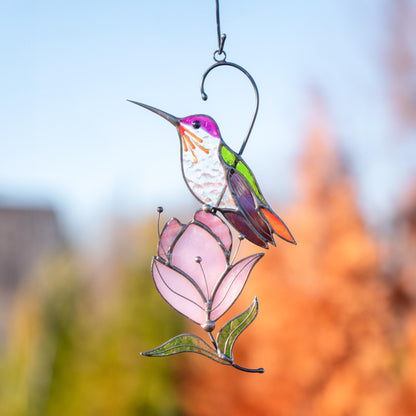 Hummingbird stained glass bird suncatcher Mother in law gifts Custom stained glass window hangings Hummingbird gifts - Image 9