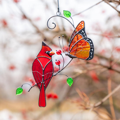 Butterfly artwork Custom stained glass cardinal memorial ornament Godmother gift Stained glass window hangings Monarch butterfly - Image 14