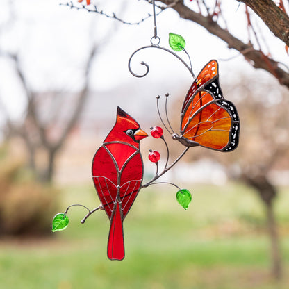 Butterfly artwork Custom stained glass cardinal memorial ornament Godmother gift Stained glass window hangings Monarch butterfly - Image 16