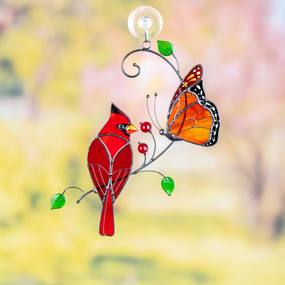 Butterfly artwork Custom stained glass cardinal memorial ornament Godmother gift Stained glass window hangings Monarch butterfly - Image 13