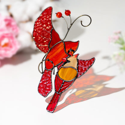 Stained glass bird suncatcher Grandparent gifts Cardinal memorial ornament stained glass window hangings Stained glass bird artwork - Image 7