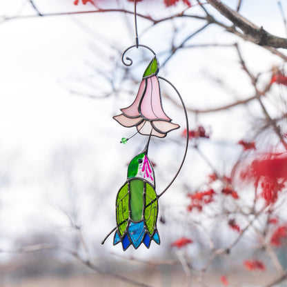 Hummingbird stained glass flower Daughter in law gift Custom stained glass hummingbird suncatcher Modern stained glass bird - Image 5