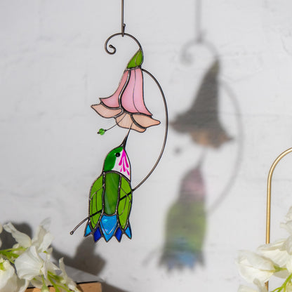 Hummingbird stained glass flower Daughter in law gift Custom stained glass hummingbird suncatcher Modern stained glass bird - Image 12