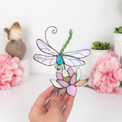 Modern stained glass dragonfly House warming gifts new home Custom stained glass lotus flower Dragonfly decor - Image 10