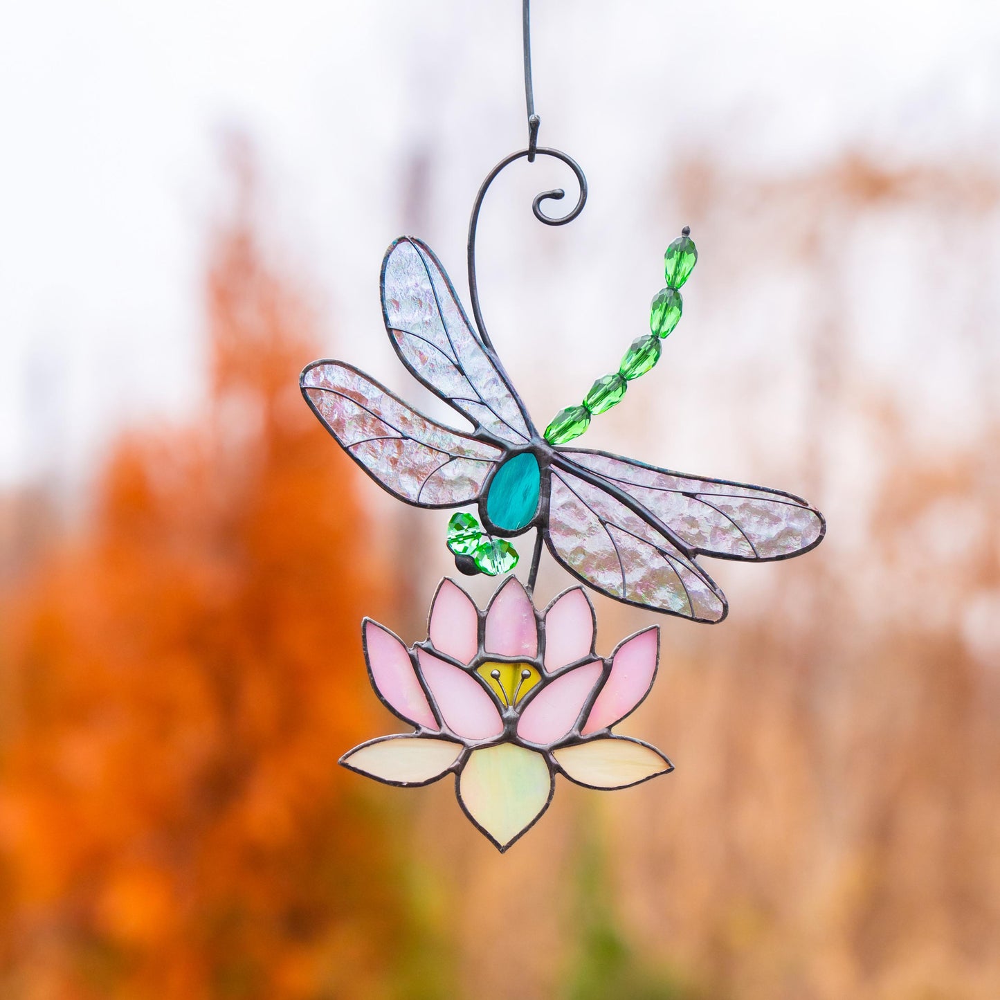 Modern stained glass dragonfly House warming gifts new home Custom stained glass lotus flower Dragonfly decor - Image 4