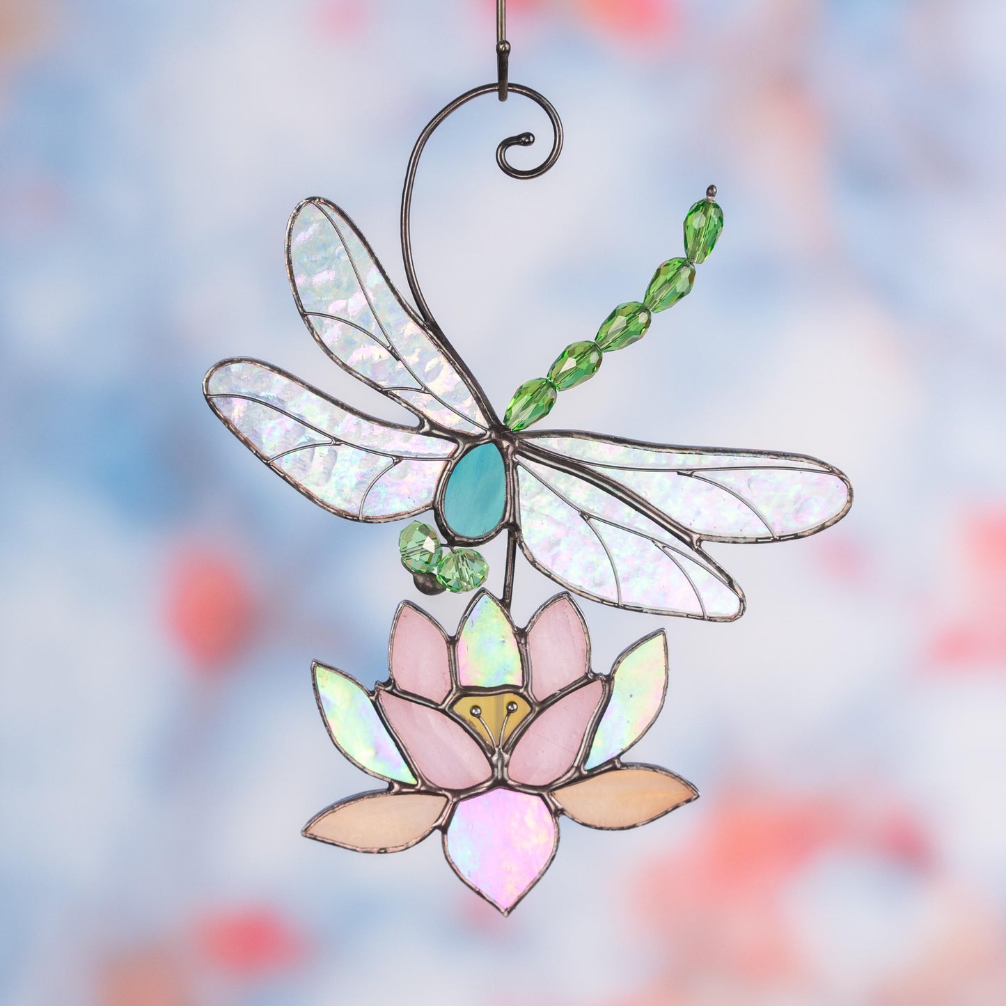 Modern stained glass dragonfly House warming gifts new home Custom stained glass lotus flower Dragonfly decor - Image 7
