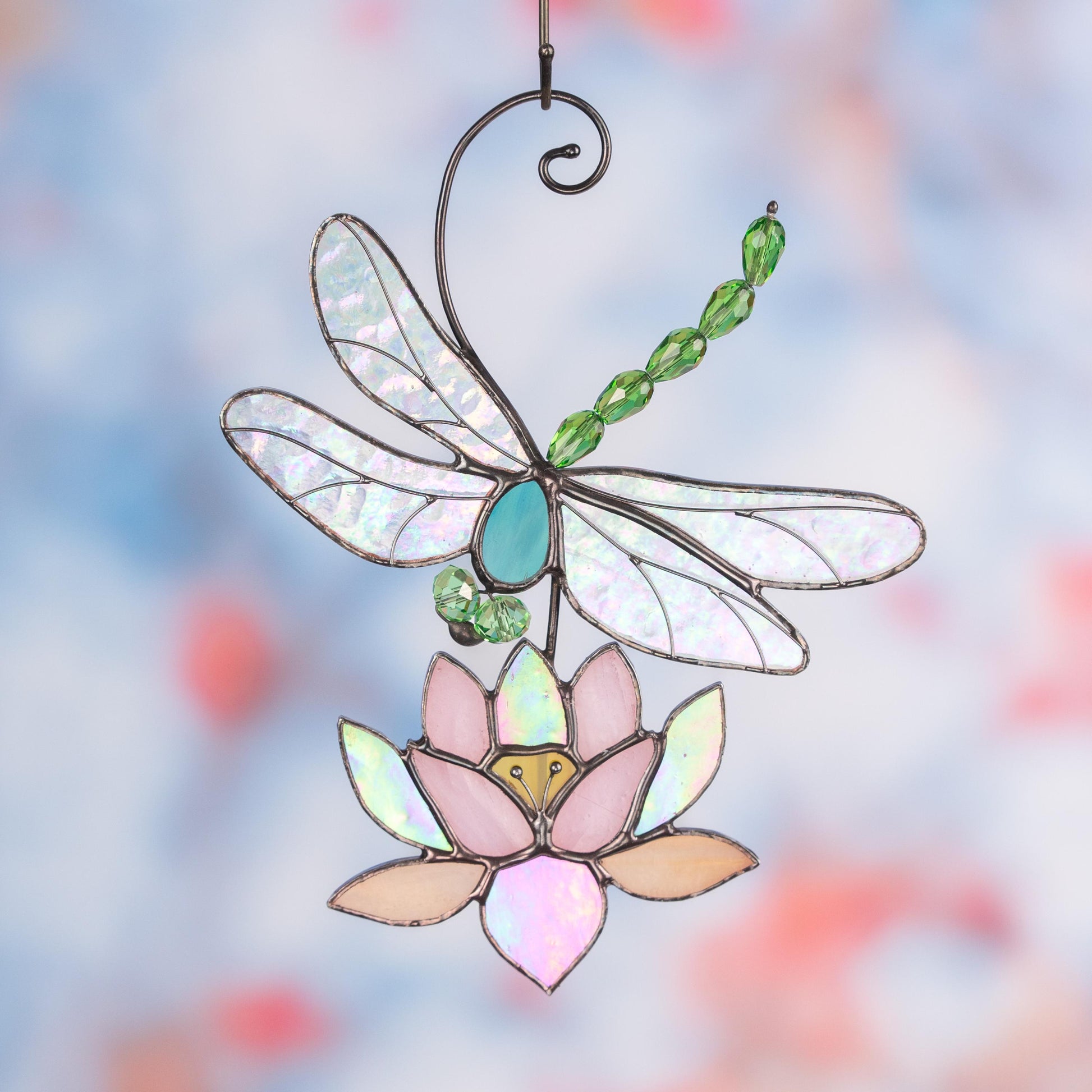 Modern stained glass dragonfly House warming gifts new home Custom stained glass lotus flower Dragonfly decor - Image 7