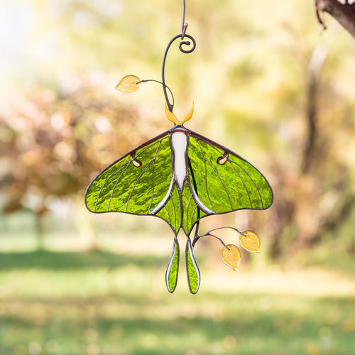 Stained glass butterfly ornament Daughter in law gift Luna Moth Custom stained glass butterfly memorial Stained glass butterfly garden art - Image 1