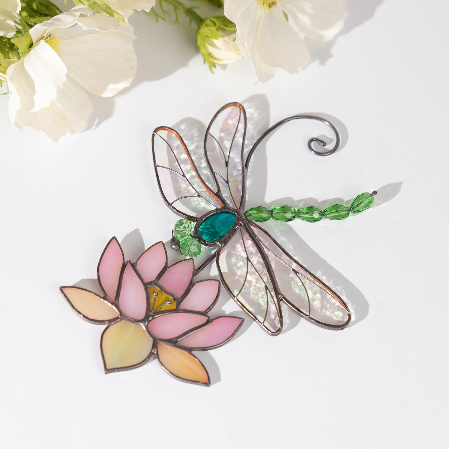 Modern stained glass dragonfly House warming gifts new home Custom stained glass lotus flower Dragonfly decor - Image 5