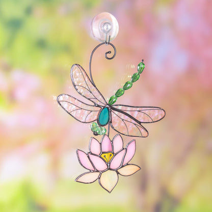 Modern stained glass dragonfly House warming gifts new home Custom stained glass lotus flower Dragonfly decor - Image 11