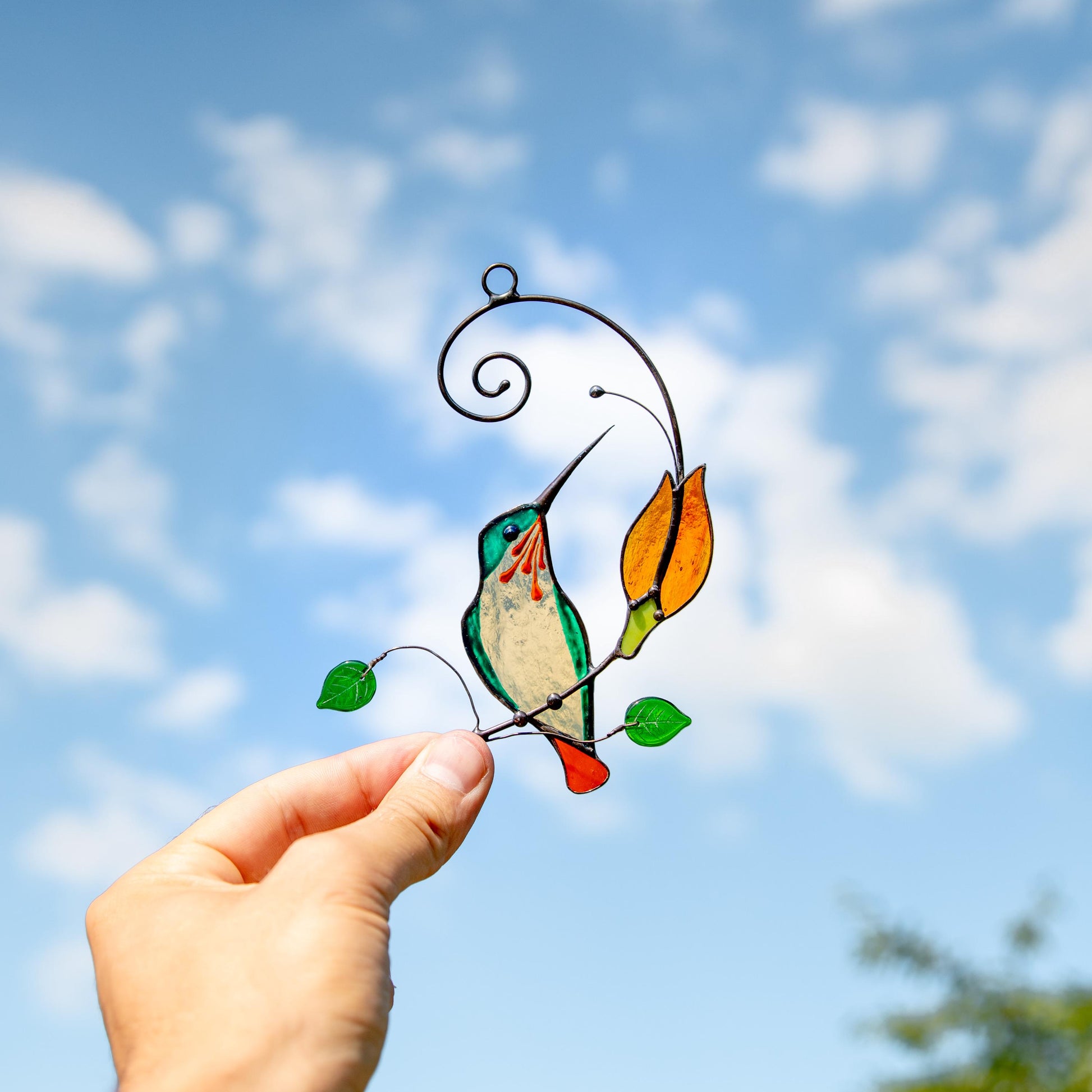 Hummingbird stained glass window hangings Godmother gift Hummingbird gifts stained glass suncatcher Grandma gift - Image 9