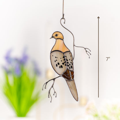 Stained glass bird suncatcher Patio decor Custom stained glass window hangings Mourning dove stained glass bird - Image 10
