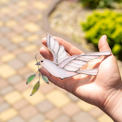 Stained glass dove Best gift for mom Stained glass window hangings Engagement ornament Stained glass bird suncatcher Garden stakes - Image 10