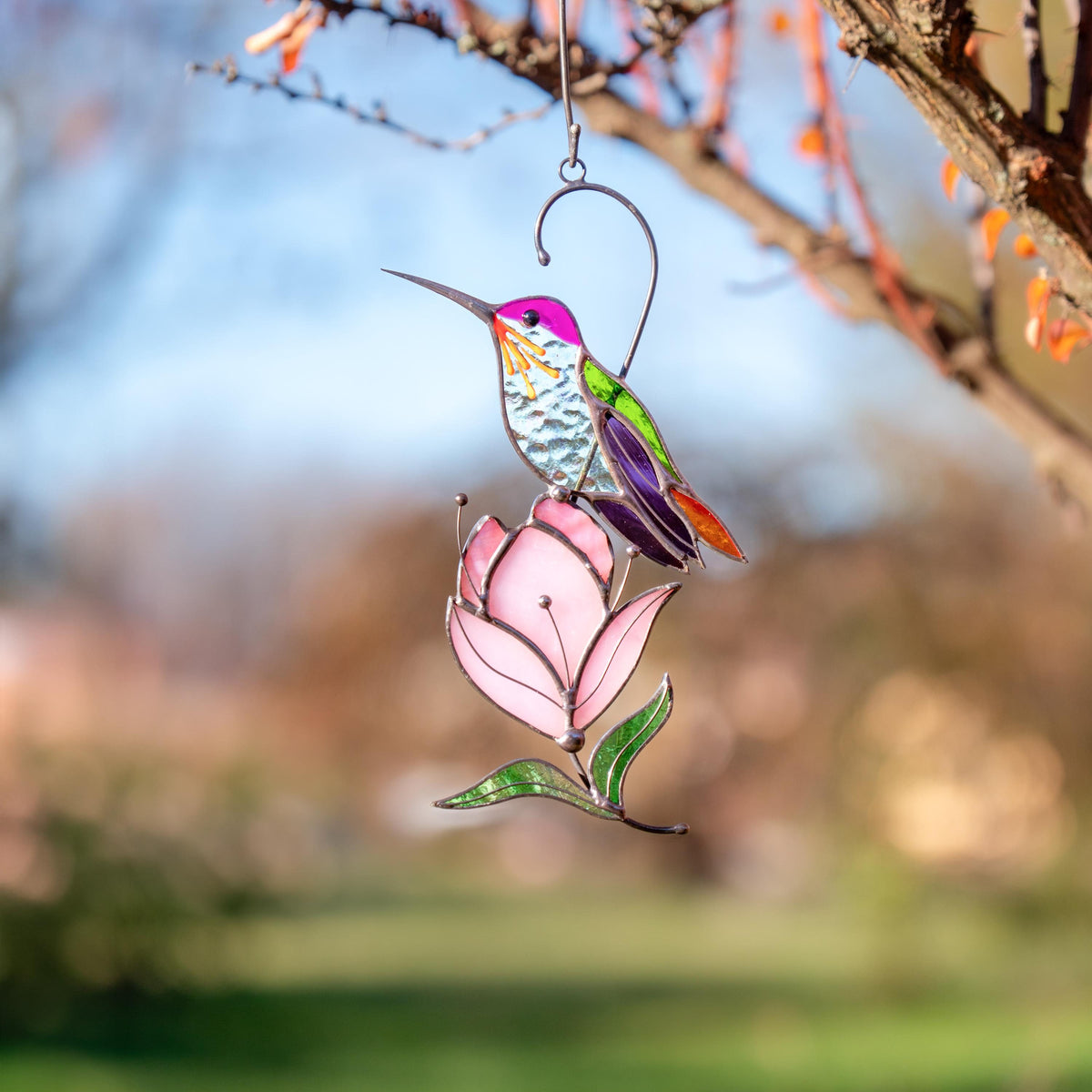 Hummingbird stained glass bird suncatcher Mother in law gifts Custom stained glass window hangings Hummingbird gifts - Image 11
