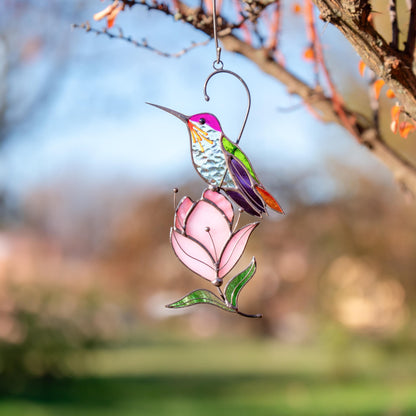 Hummingbird stained glass bird suncatcher Mother in law gifts Custom stained glass window hangings Hummingbird gifts - Image 11