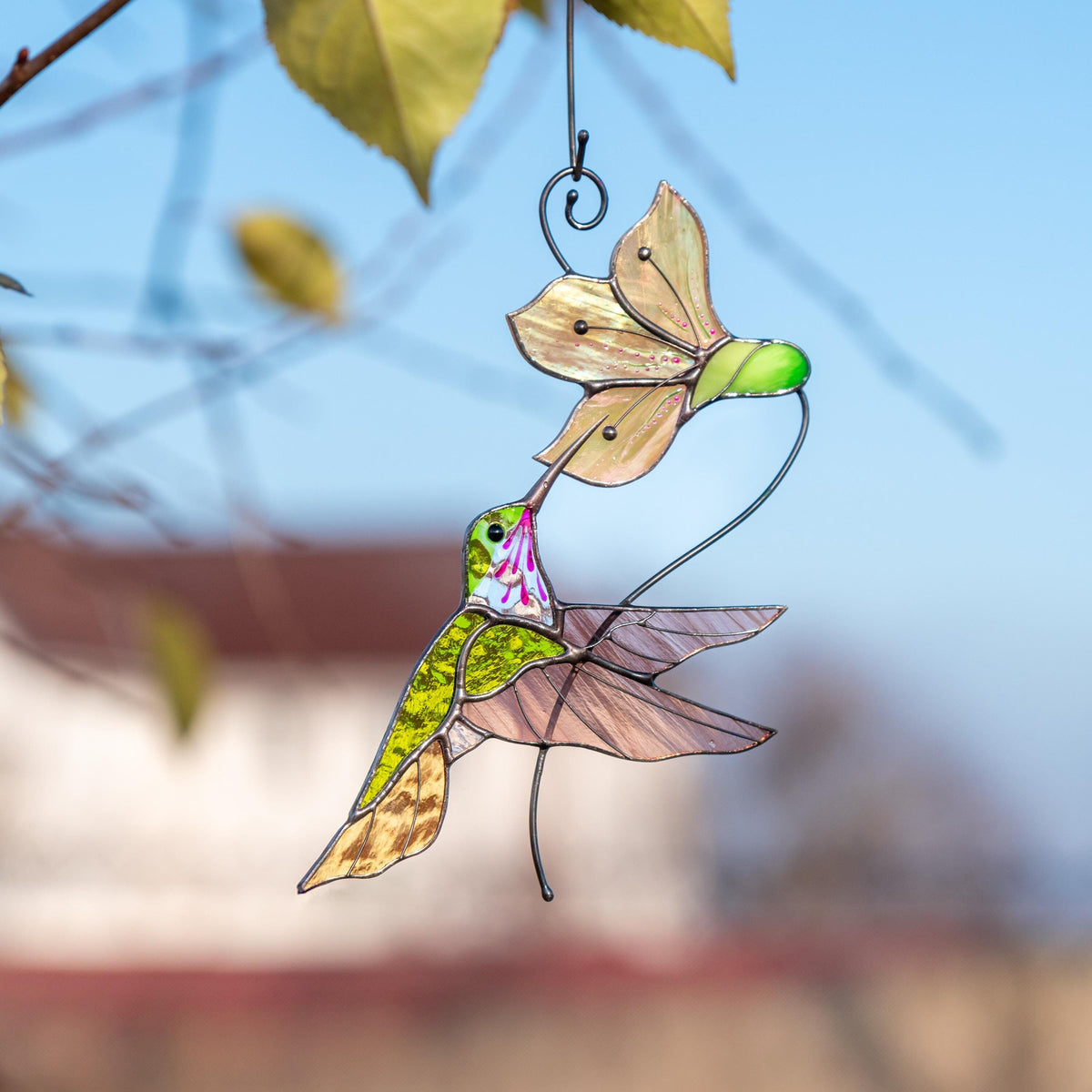 Hummingbird stained glass window hangings New mom gift Flower suncatcher House warming gifts new home Hummingbird stained glass suncatcher - Image 8