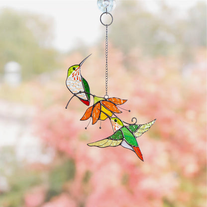 Hummingbird stained glass birds Best gift for mom Custom stained glass window hangings Fairy garden accessories - Image 10