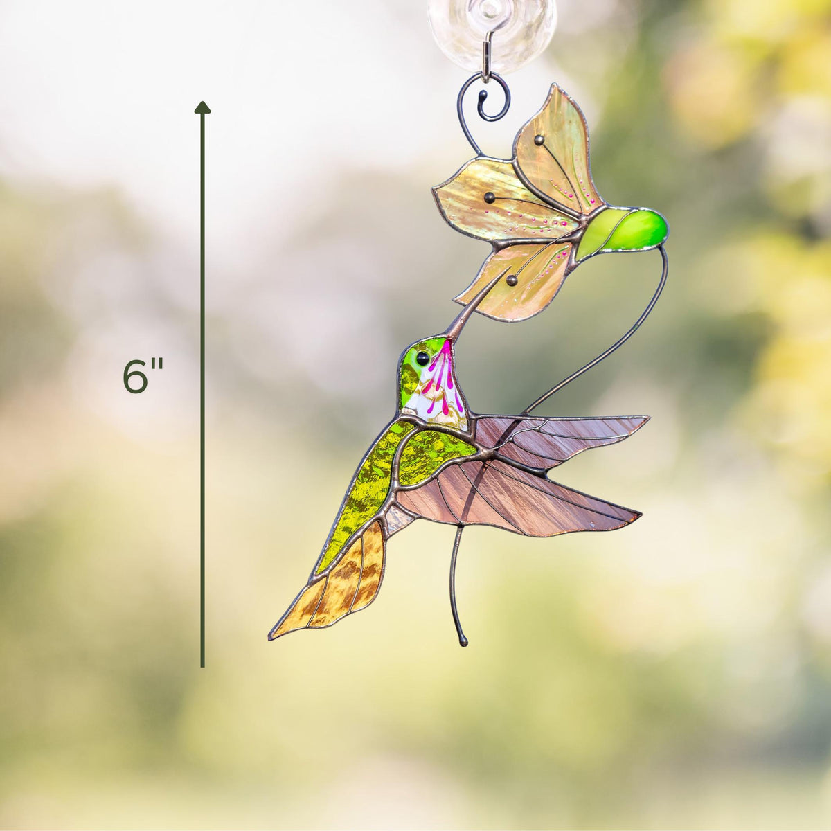 Hummingbird stained glass window hangings New mom gift Flower suncatcher House warming gifts new home Hummingbird stained glass suncatcher - Image 10