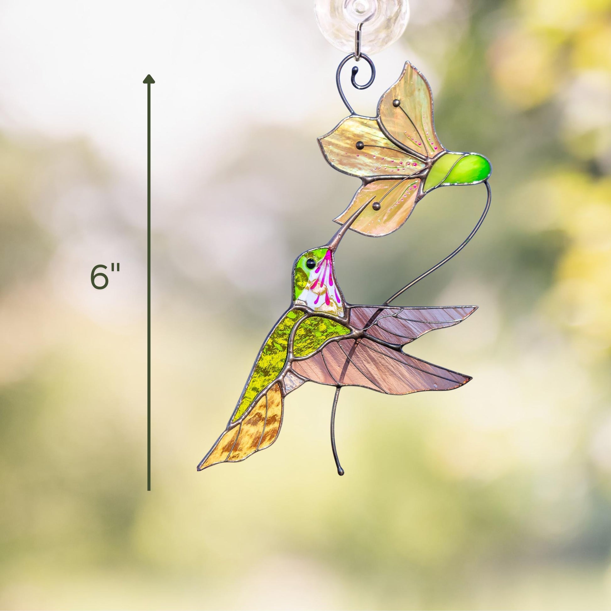 Hummingbird stained glass window hangings New mom gift Flower suncatcher House warming gifts new home Hummingbird stained glass suncatcher - Image 10