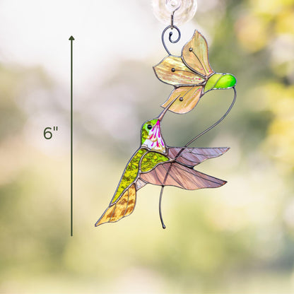 Hummingbird stained glass window hangings New mom gift Flower suncatcher House warming gifts new home Hummingbird stained glass suncatcher - Image 10