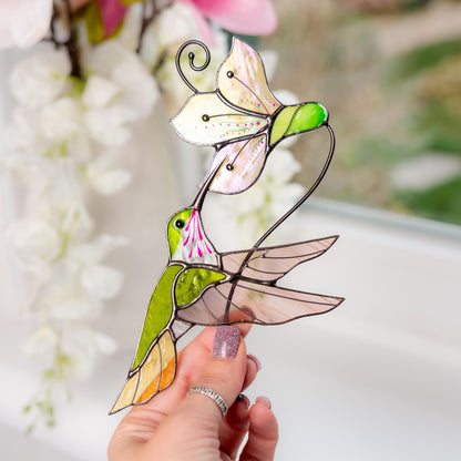Hummingbird stained glass window hangings New mom gift Flower suncatcher House warming gifts new home Hummingbird stained glass suncatcher - Image 6