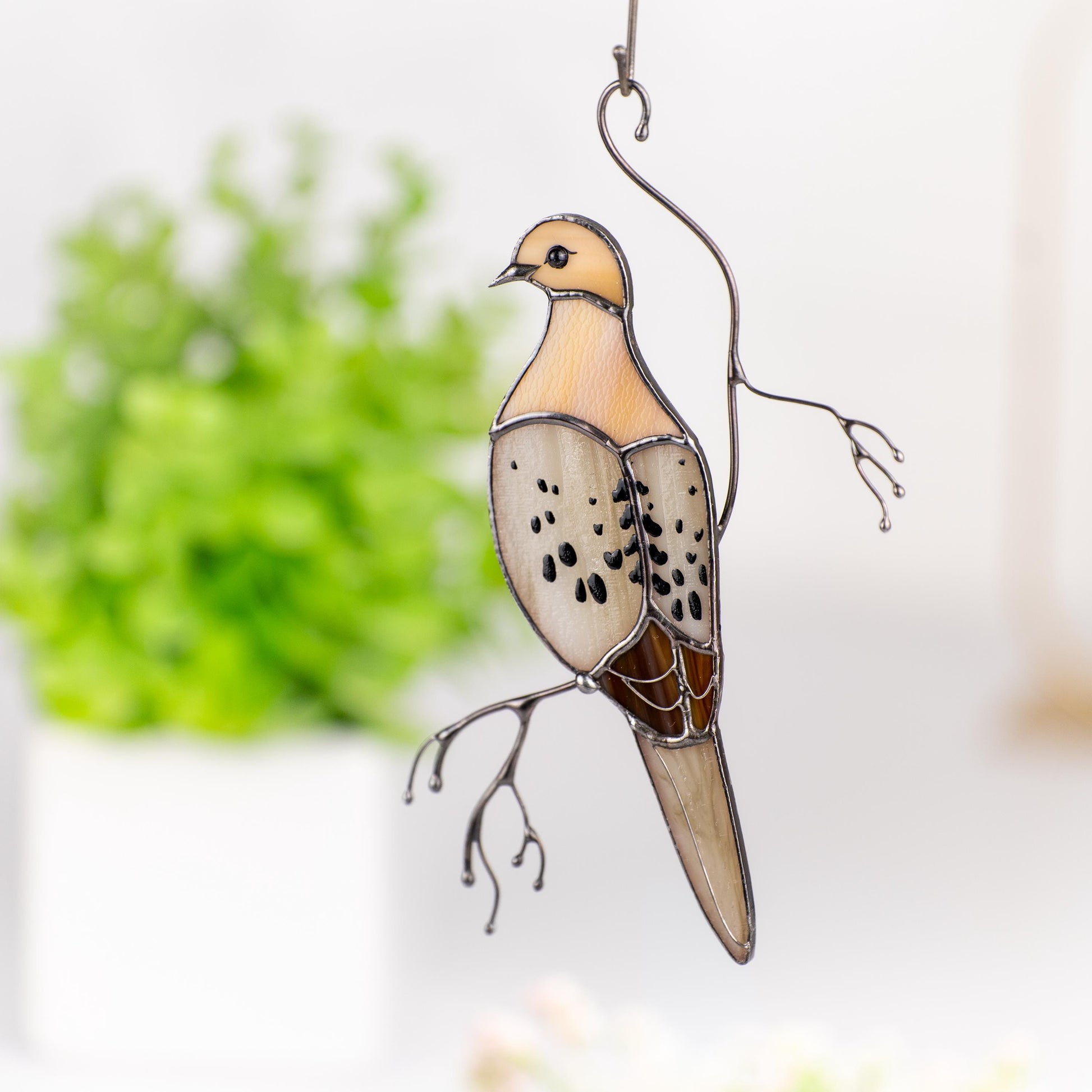 Stained glass bird suncatcher Patio decor Custom stained glass window hangings Mourning dove stained glass bird - Image 14